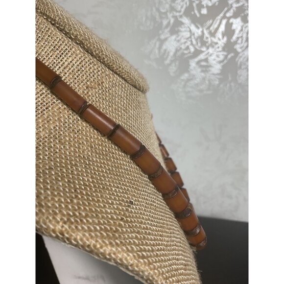 Vintage Brown Beaded Necklace With Barrel Clasp & Bamboo Design - Picture 3 of 4